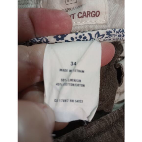 Gap Cargo Shorts Mens 34 Linen Blend Loose Fit Utility Pockets Summer Lightweigh - Picture 5 of 6